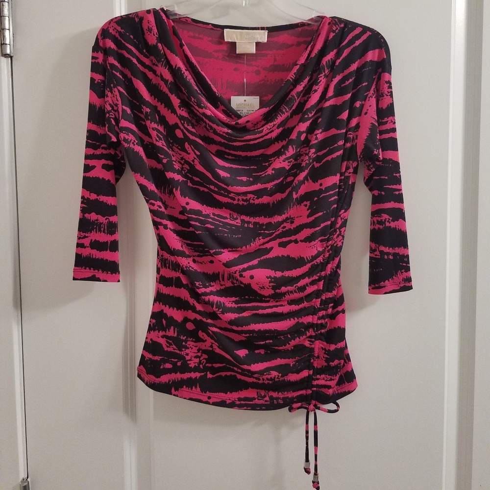 MICHAEL Michael Kors Electric Pink and Black Top